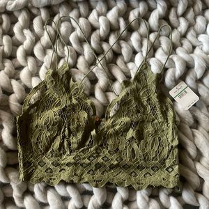 Free People Adella Lace Bralette Olive Green Size Large